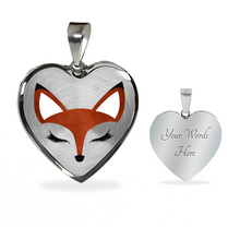 Load image into Gallery viewer, Pretty Red Fox Heart Shaped Pendant and Necklace Gift Set In Silver or Gold