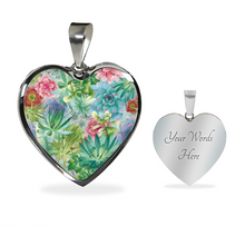 Load image into Gallery viewer, Succulents on Heart Shaped Stainless Steel Pendent Jewelry Necklace With Gift Box and Chain Colorful and Lush Design