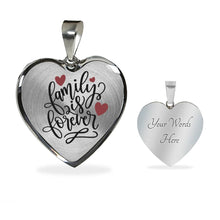 Load image into Gallery viewer, Family Is Forever Heart Shaped Pendant Necklace Gold or Stainless Steel and Gift Box