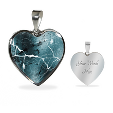 Load image into Gallery viewer, Light Blue Marble Design On Stainless Steel Heart Shaped Pendant Necklace
