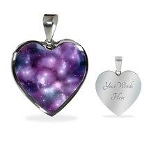 Load image into Gallery viewer, Purple Galaxy Nebula Heart Shaped Stainless Steel Pendant Gift Set