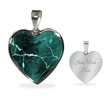 Load image into Gallery viewer, Turquoise Marble Design On Heart Shaped Stainless Steel Pendant Necklace