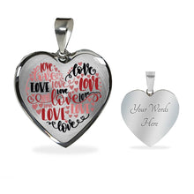 Load image into Gallery viewer, Love Words Heart Shaped Pendant In 18k Gold or Stainless Steel With Necklace and Gift Box