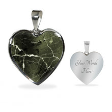 Load image into Gallery viewer, Green Marble Design On Stainless Steel Heart Shaped Pendant
