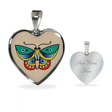 Load image into Gallery viewer, Butterfly Old School Vintage Traditional Tattoo Heart Shaped Pendant Necklace