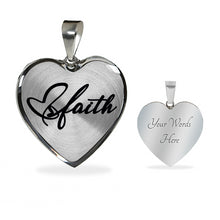Load image into Gallery viewer, Faith Heart Pendant Necklace In Stainless Steel or 18K Yellow Gold Finish