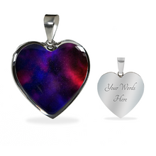 Load image into Gallery viewer, Red Purple and Blue Galaxy Nebula Space Heart Shaped Stainless Steel Pendant Necklace Gift Set