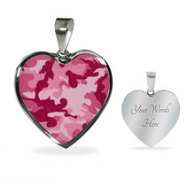 Load image into Gallery viewer, Pink Camouflage Heart Shaped Stainless Steel Pendant Necklace