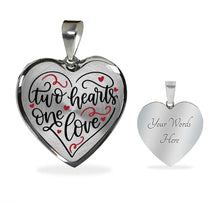 Load image into Gallery viewer, Two Hearts One Love Heart Shaped Pendant Necklace In 18K Gold or Stainless Steel With Chain and Gift Box