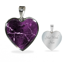 Load image into Gallery viewer, Purple Marble Heart Shaped Stainless Steel Pendant Necklace Gift Set