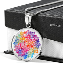 Load image into Gallery viewer, Rainbow Mandala Boho Ethnic Mehndi Circle Pendant Necklace