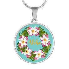 Load image into Gallery viewer, Aloha Hawaiian Design Jewelry Circle Shaped Round Pendant Necklace With Chain and Gift Box