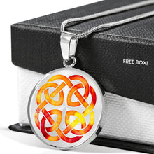 Load image into Gallery viewer, Fire Watercolor Celtic Knotwork Necklace Pendant Knot