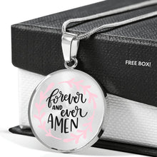 Load image into Gallery viewer, Forever and Ever Amen Light Pink Circle Shaped Pendant Necklace