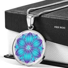 Load image into Gallery viewer, Teal and Purple Mandala Ethnic Boho Necklace Pendant Gift Set In Stainless Steel