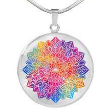 Load image into Gallery viewer, Rainbow Mandala Boho Ethnic Mehndi Circle Pendant Necklace
