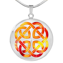 Load image into Gallery viewer, Fire Watercolor Celtic Knotwork Necklace Pendant Knot