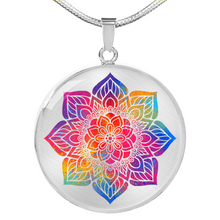Load image into Gallery viewer, Rainbow Mandala Flower Pendant Mehndi Boho Ethnic
