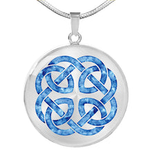 Load image into Gallery viewer, Blue Watercolor Celtic Knotwork Pendant Necklace