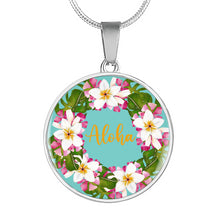 Load image into Gallery viewer, Aloha Hawaiian Design Jewelry Circle Shaped Round Pendant Necklace With Chain and Gift Box