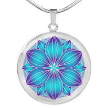 Load image into Gallery viewer, Teal and Purple Mandala Ethnic Boho Necklace Pendant Gift Set In Stainless Steel