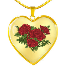 Load image into Gallery viewer, Roses On Stainless Steel Heart Shaped Pendant Gift Set