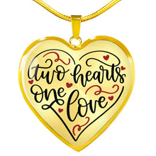 Load image into Gallery viewer, Two Hearts One Love Heart Shaped Pendant Necklace In 18K Gold or Stainless Steel With Chain and Gift Box