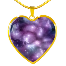 Load image into Gallery viewer, Purple Galaxy Nebula Heart Shaped Stainless Steel Pendant Gift Set
