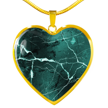 Load image into Gallery viewer, Turquoise Marble Design On Heart Shaped Stainless Steel Pendant Necklace