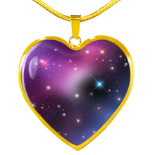 Load image into Gallery viewer, Pink, Purple and Blue Galaxy Stainless Steel Heart Shaped Pendant Necklace Gift Box
