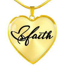 Load image into Gallery viewer, Faith Heart Pendant Necklace In Stainless Steel or 18K Yellow Gold Finish