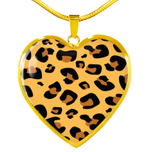Load image into Gallery viewer, Leopard Print Pendant Necklace Heart Shaped