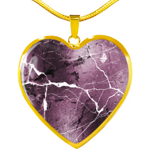 Load image into Gallery viewer, Mauve Marble Design On Stainless Steel Heart Shaped Pendant Necklace