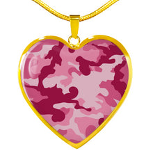 Load image into Gallery viewer, Pink Camouflage Heart Shaped Stainless Steel Pendant Necklace