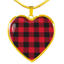 Load image into Gallery viewer, Buffalo Plaid Heart Shaped pendant Necklace Gift Set In Gold or Stainless Steel