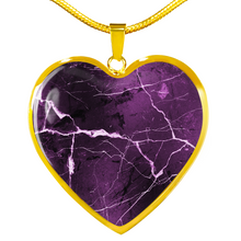 Load image into Gallery viewer, Purple Marble Heart Shaped Stainless Steel Pendant Necklace Gift Set