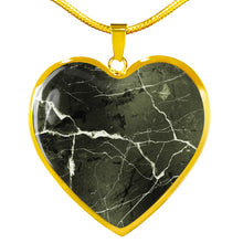 Load image into Gallery viewer, Green Marble Design On Stainless Steel Heart Shaped Pendant