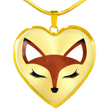 Load image into Gallery viewer, Pretty Red Fox Heart Shaped Pendant and Necklace Gift Set In Silver or Gold