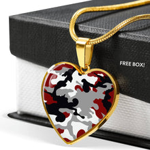 Load image into Gallery viewer, Red, Black, Gray and White Heart Shaped Stainless Steel Pendant Necklace