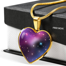 Load image into Gallery viewer, Pink, Purple and Blue Galaxy Stainless Steel Heart Shaped Pendant Necklace Gift Box