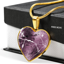 Load image into Gallery viewer, Mauve Marble Design On Stainless Steel Heart Shaped Pendant Necklace