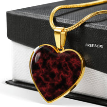 Load image into Gallery viewer, Red and Black Abstract Jewelry Stainless Steel Heart Shaped Pendant Necklace Chain and Gift Box