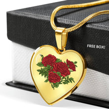 Load image into Gallery viewer, Roses On Stainless Steel Heart Shaped Pendant Gift Set