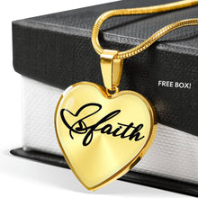 Load image into Gallery viewer, Faith Heart Pendant Necklace In Stainless Steel or 18K Yellow Gold Finish