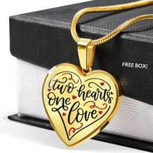 Load image into Gallery viewer, Two Hearts One Love Heart Shaped Pendant Necklace In 18K Gold or Stainless Steel With Chain and Gift Box