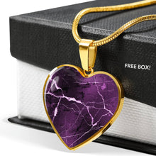 Load image into Gallery viewer, Purple Marble Heart Shaped Stainless Steel Pendant Necklace Gift Set