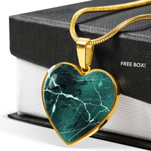 Load image into Gallery viewer, Turquoise Marble Design On Heart Shaped Stainless Steel Pendant Necklace