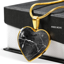 Load image into Gallery viewer, Black Marble Heart Shaped Stainless Steel Pendant