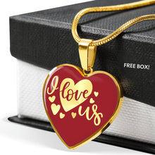Load image into Gallery viewer, I Love Us Red Heart Shaped 18K Gold or Stainless Steel Pendant Necklace With Chain and Gift Box