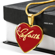 Load image into Gallery viewer, Faith Script On Stainless Steel Heart Shaped Pendant Necklace With 18K Gold Option